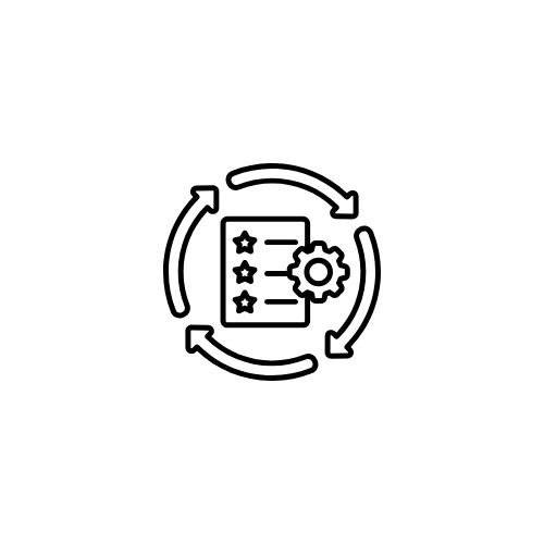 Icon showing an automated review workflow loop