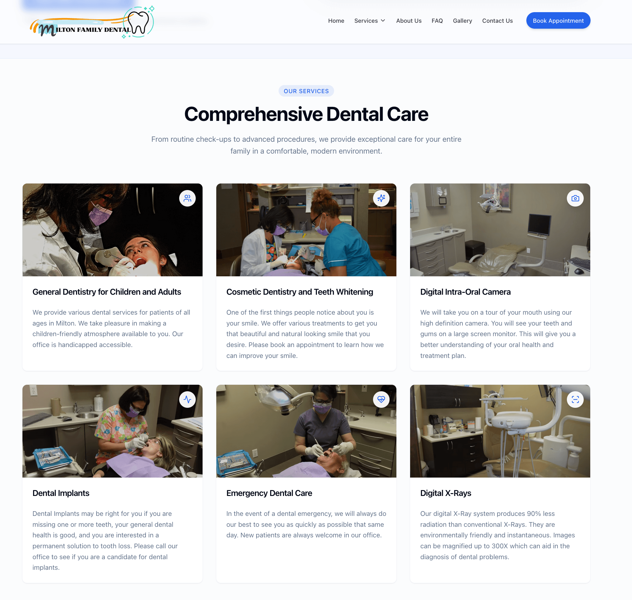 Milton Family Dental services section